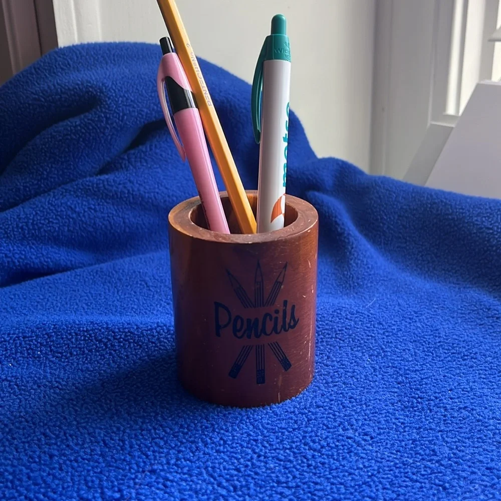 Vintage Wooden Pencil Holder